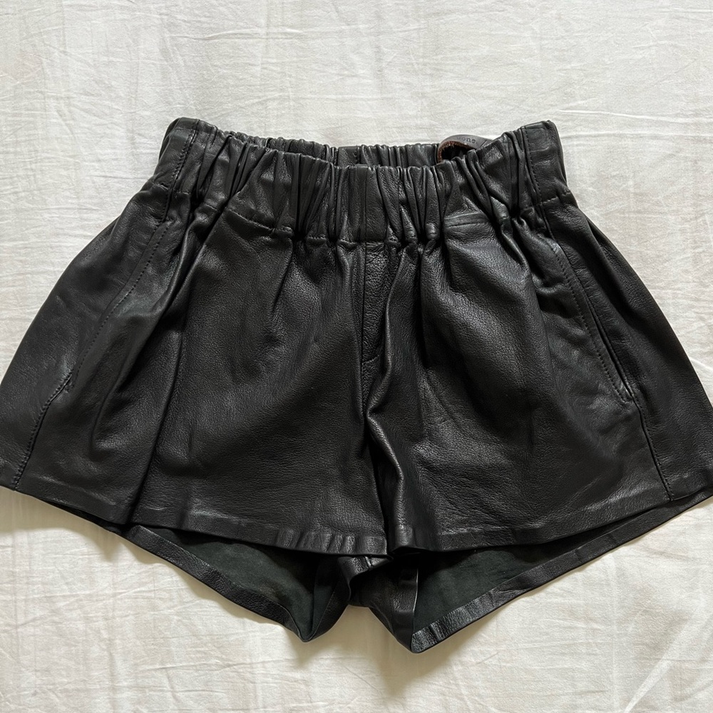 Rag and bone pajama black lamb leather short